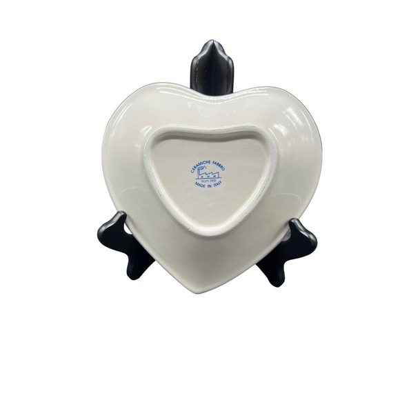 Merry Christmas Heart Shaped Dish by Ceramiche Fabbro Made in Italy-Handpainted - Picture 2 of 2